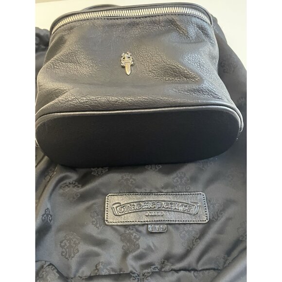 Chrome Hearts Rare Black Leather Handbag With Dual Zipper Closure & Silver Accen - Picture 3 of 14